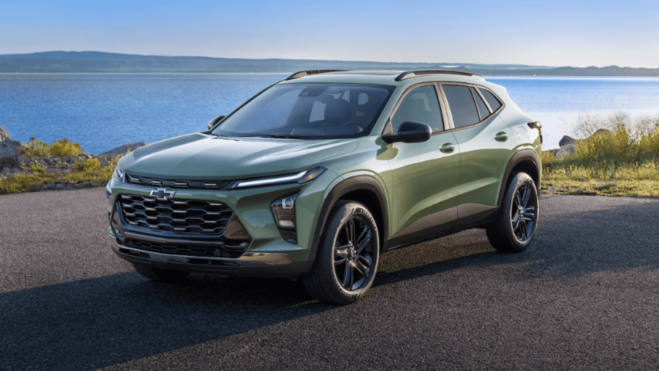 2026 Chevrolet Trax compact SUV parked by the water near Morganton NC ideal for families