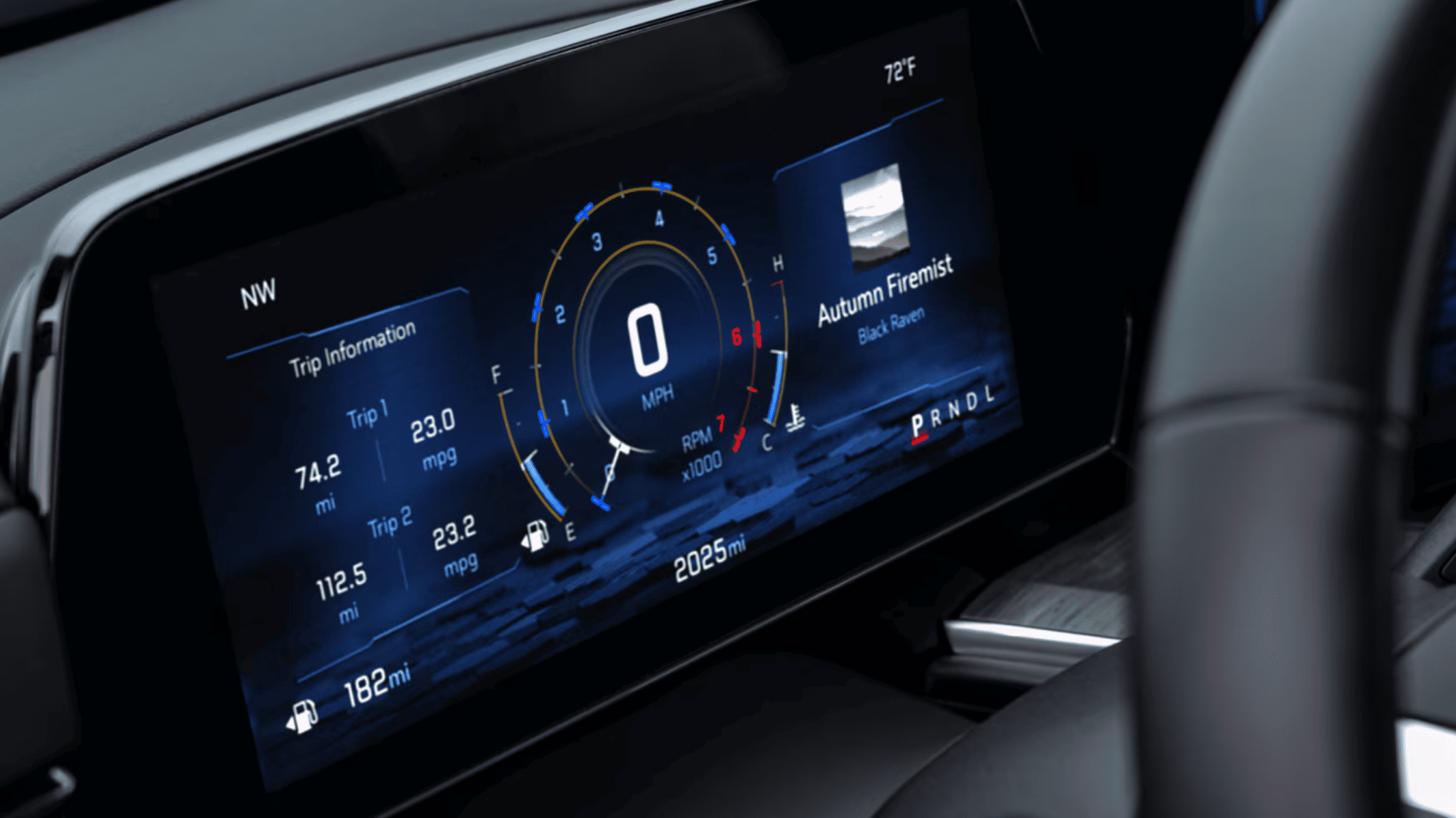 2025 Chevy Tahoe interior with curved digital dashboard and modern controls
