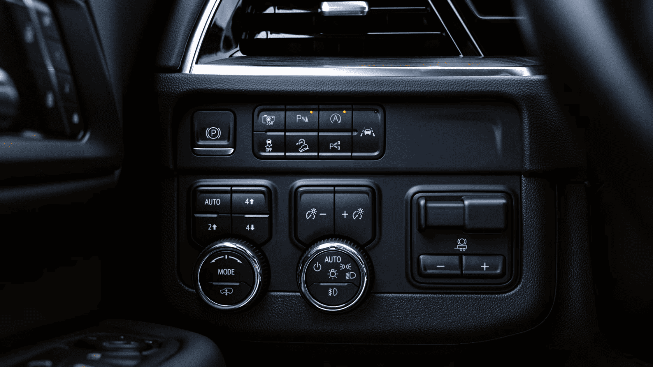 Dashboard of the 2025 Chevrolet Tahoe featuring dual digital displays for infotainment and driver information.