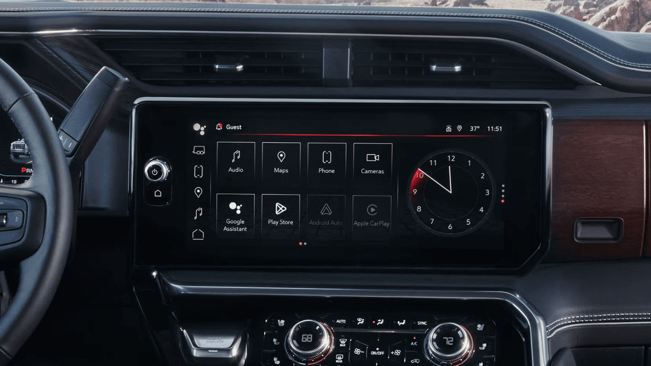 Interactive display and connectivity features in the 2025 GMC Sierra 2500, highlighting state-of-the-art vehicle technology.