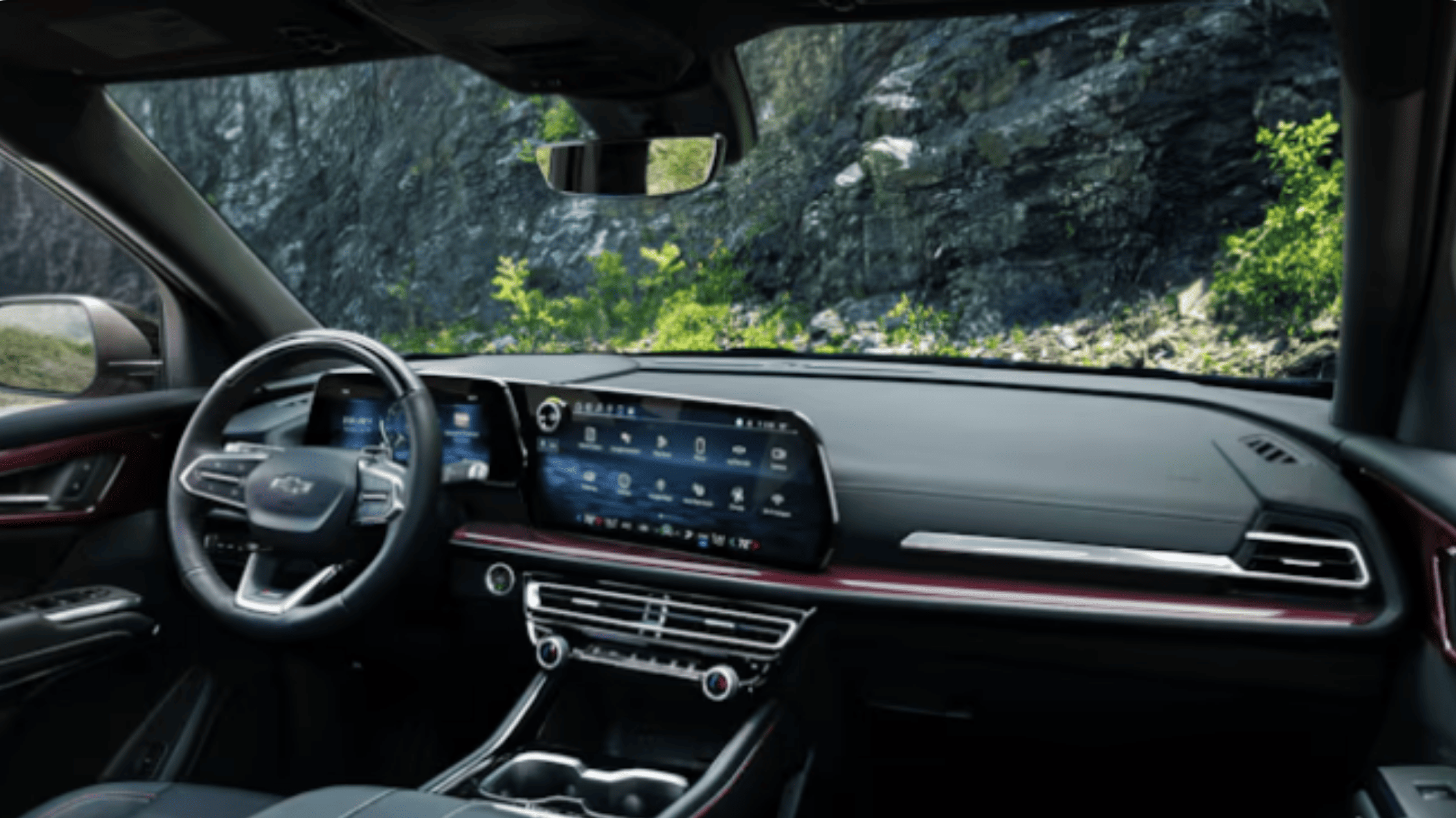 Interior view of the 2026 Chevrolet Traverse highlighting the large digital display, modern dashboard design, and advanced connectivity features.