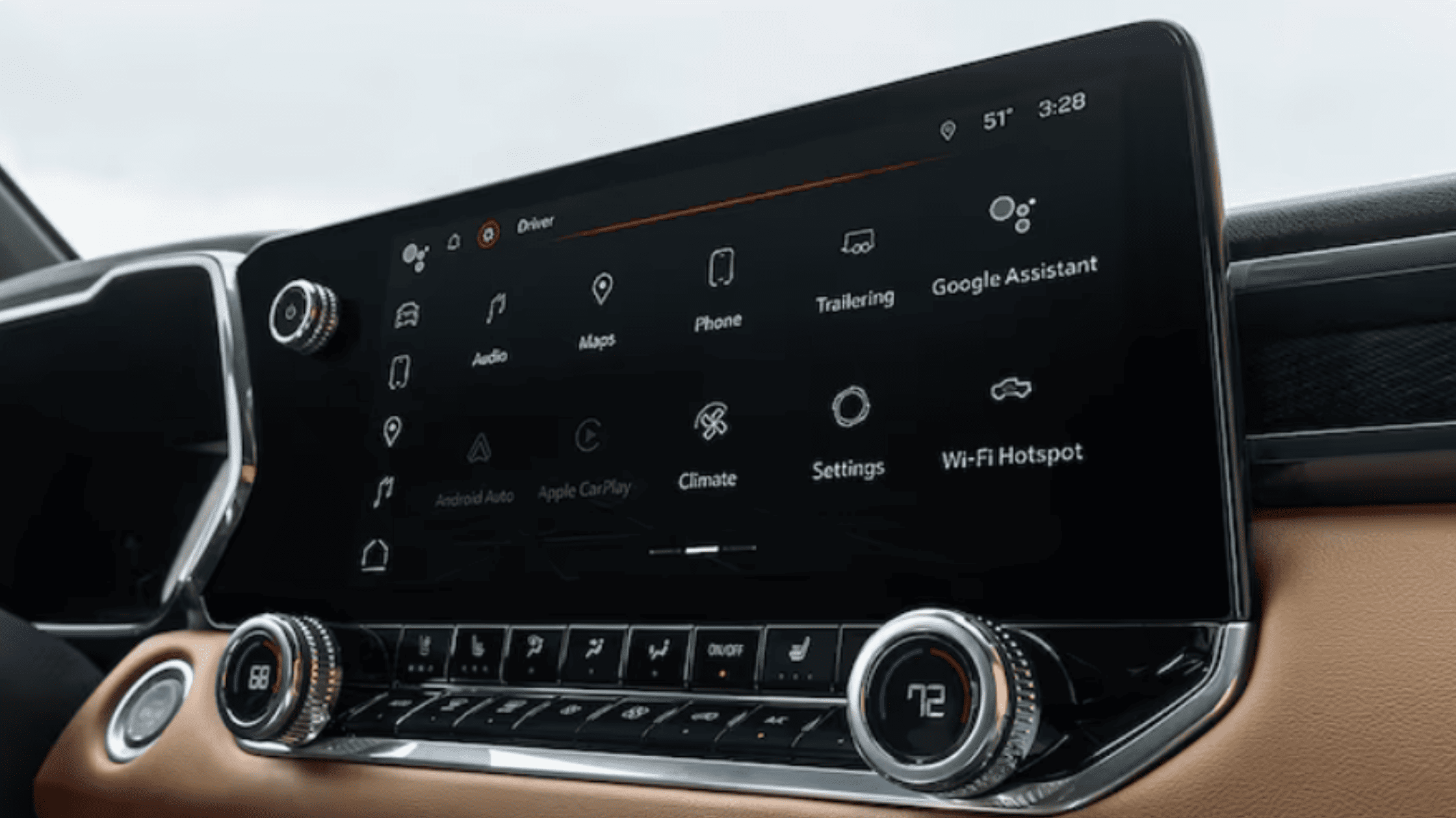 2026 GMC Canyon infotainment system featuring a modern touchscreen display with apps like Android Auto, maps, and trailer controls.