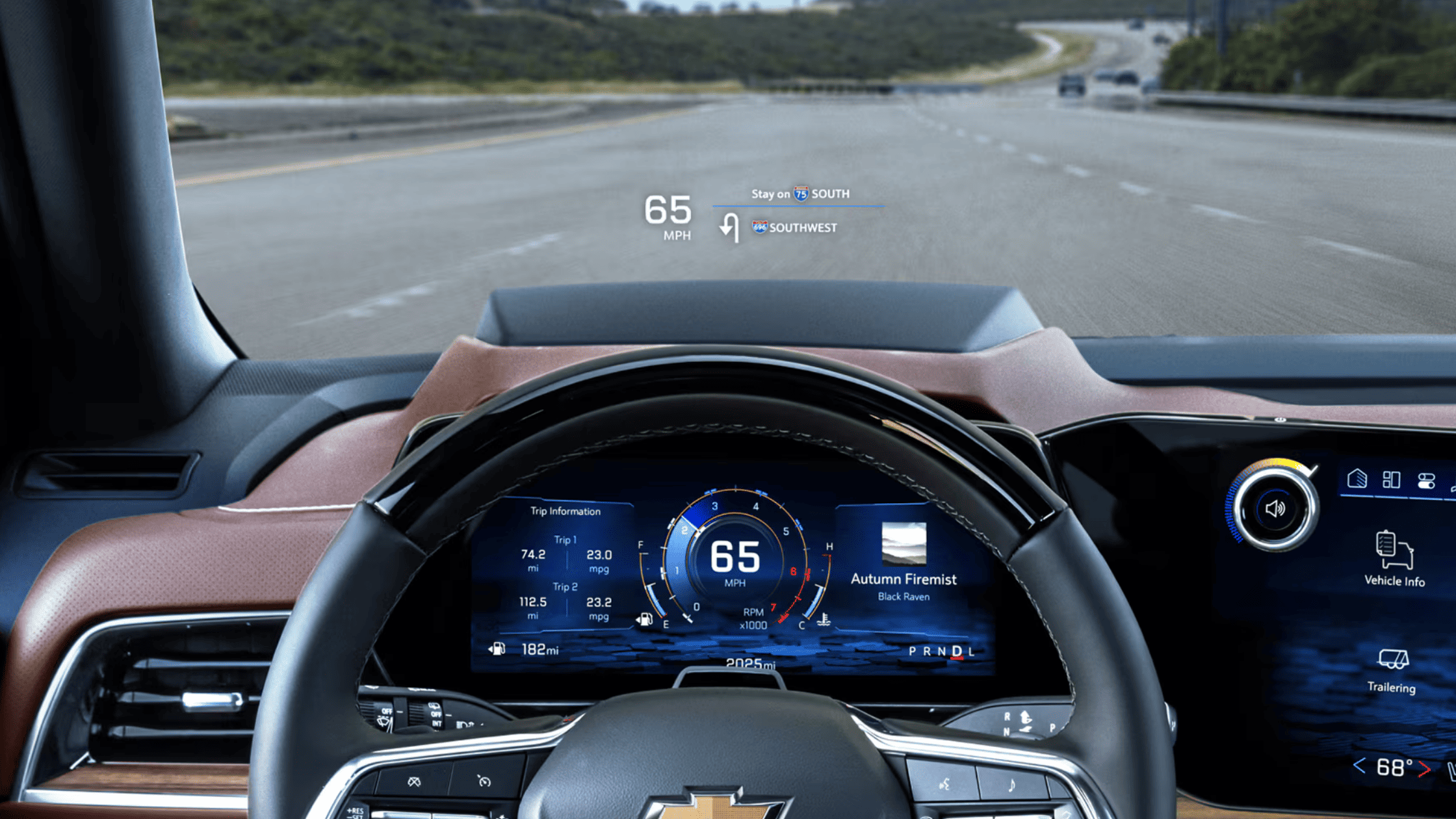 2025 Chevrolet Suburban dashboard with large infotainment screen and advanced connectivity options.