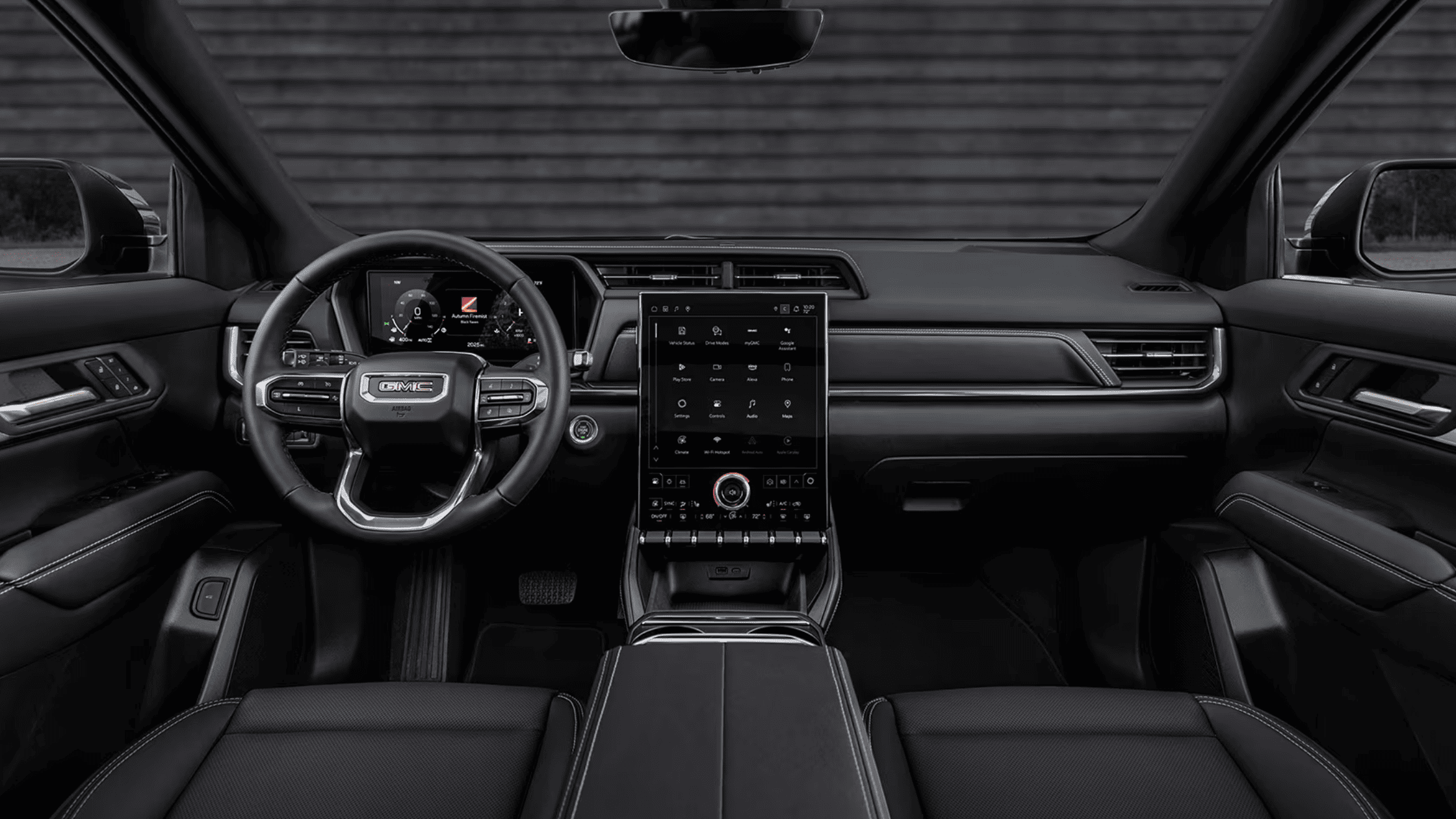 2025 GMC Terrain dashboard highlighting advanced infotainment screen and connectivity features.